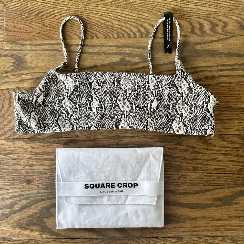 ARK Swimwear Snake Print Square Crop Top XL